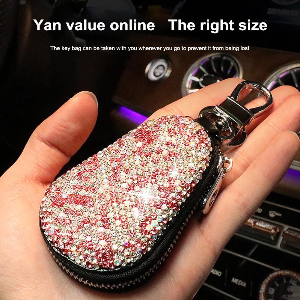 Universal Diamond Car Key Holder Storage Case Luxury Crystal Keychains Key Cover Bag Wallet for BMW Lada Benz Keychain