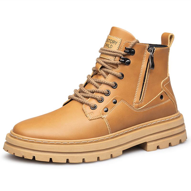 Martin Boots Men's Invisible Heightening Shoes 8CM High-top Retro British Sports and Leisure Inner Heightening Shoes 6 Thick-soled Tooling Shoes