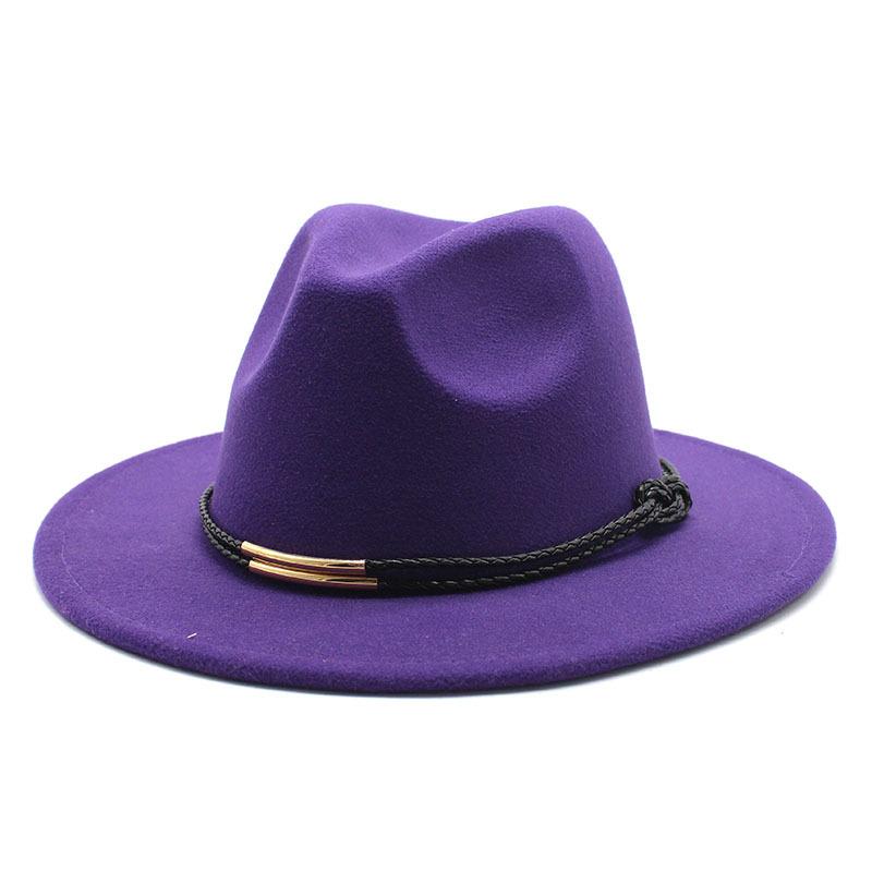 Hat Men'S And Women'S Jazz Hat Quarterly British Retro Belt White Top Hat Woolen Gentleman'S Hat