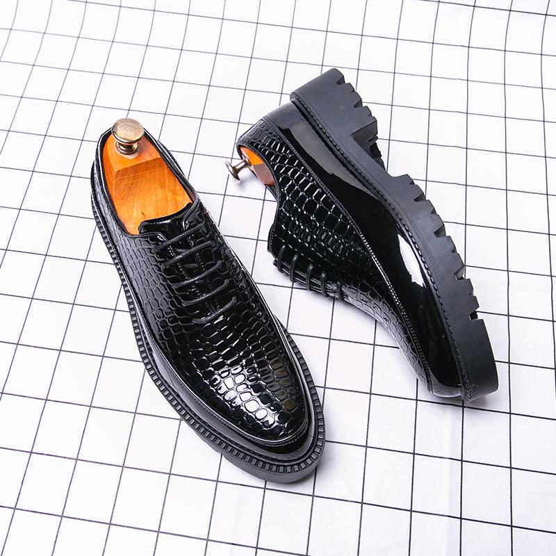 Fashion Luxury Oxford Shoes High Quality Patent Leather Texture Finish Casual Combination Men Fashionable Thick Bottom Formal Men's Shoe
