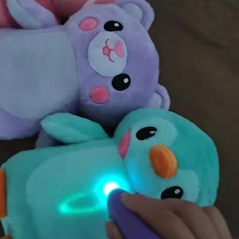 Leuchtendes Plüschtier Weiches Tier für Kinder Mit Nachtlichtfunktion Als Schlafenszeit-Begleiter und für Reisen, Abwischbare Graffiti-Plüschpuppe