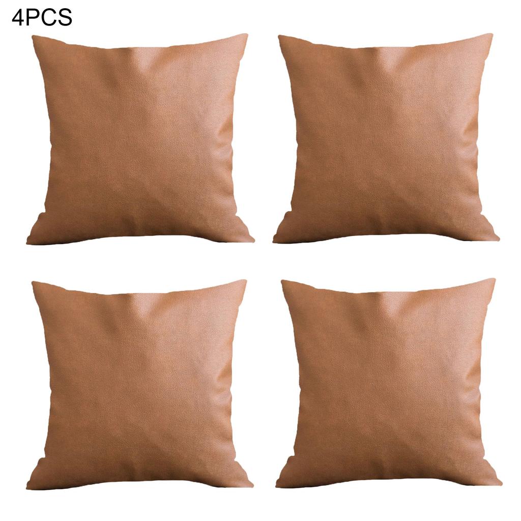Buy 4Pcs Stripes Geometric Faux Leather Cushion Cover Square Pillow