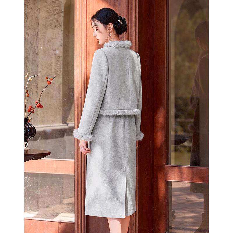 Elegantes Steppjacken- und Rock-Set im neuen chinesischen Stil