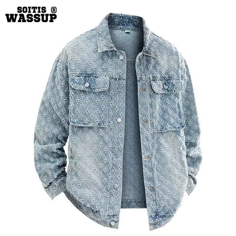 Unisex Retro Denim Motorcycle Jacket: Autumn/Winter Casual Trend, Loose Fit with Lapel
