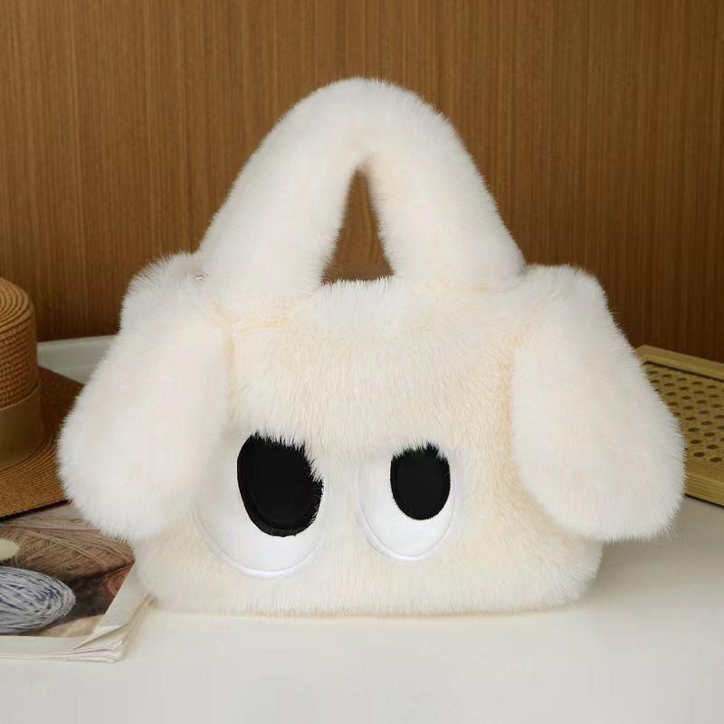 Plush big-eyed puppy handbag fluffy student new high-end shoulder texture cute girl messenger bag