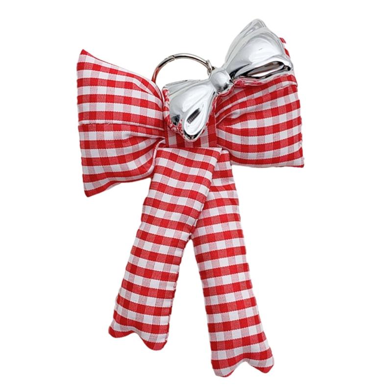 Stylish Bowknot Keychain Fashionable Cotton Bows Bag Pendant Phone Charm Keyring Elegant Accessory for Girls and Ladies