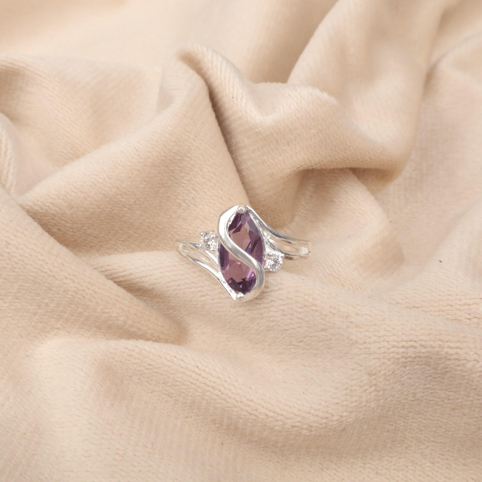 

Натуральный аметист драгоценный камень 925 стерлинговое серебро ювелирные изделия циркон обручальное кольцо CZR-8-10 13