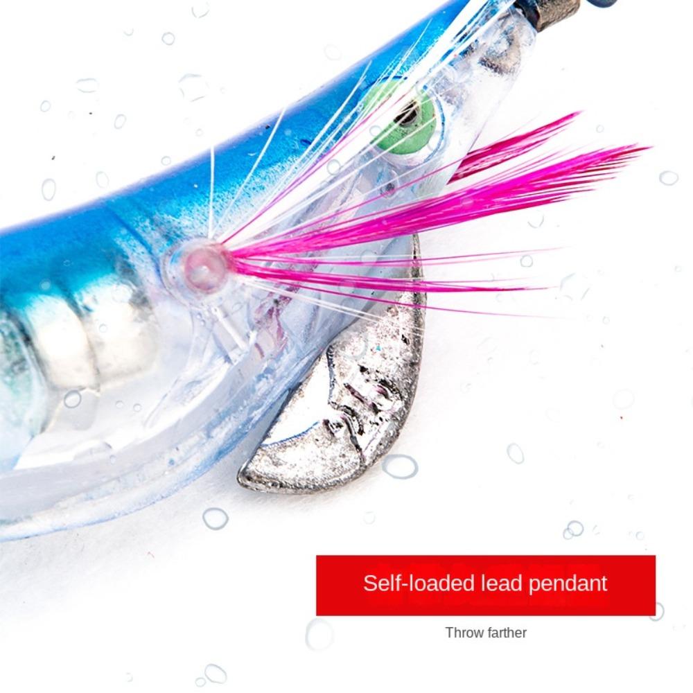 10CM Squid Hook PVC Fishing Bait Durable Wood Shrimp Lures  Fishing