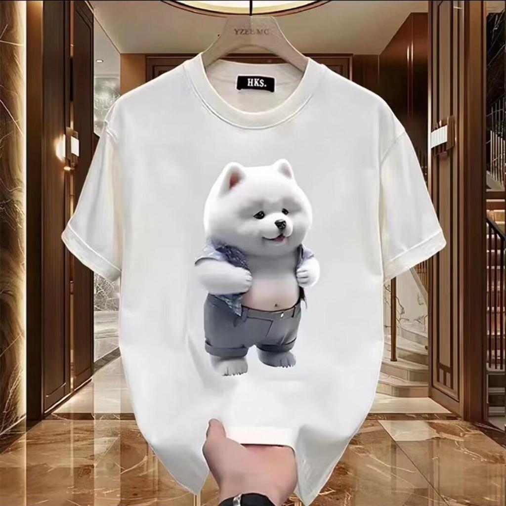 2024 Trendy Men's Cotton Short-Sleeve Round Neck Cartoon Print T-Shirt