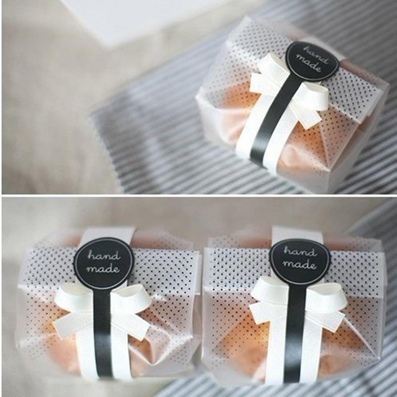 50Pcs Saco de biscoito de plástico com adesivo DIY feito à mão Chocolate Snack Cupcake Baking Wrapping Wedding Birthday Party Gift Packaging