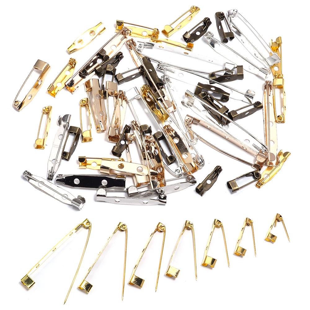 Louleur 50pcs Metal Brooch Pins Clip Base Pins Safety Pins Brooch Settings Blank Base For DIY Jewelry Making Supplies Wholesale