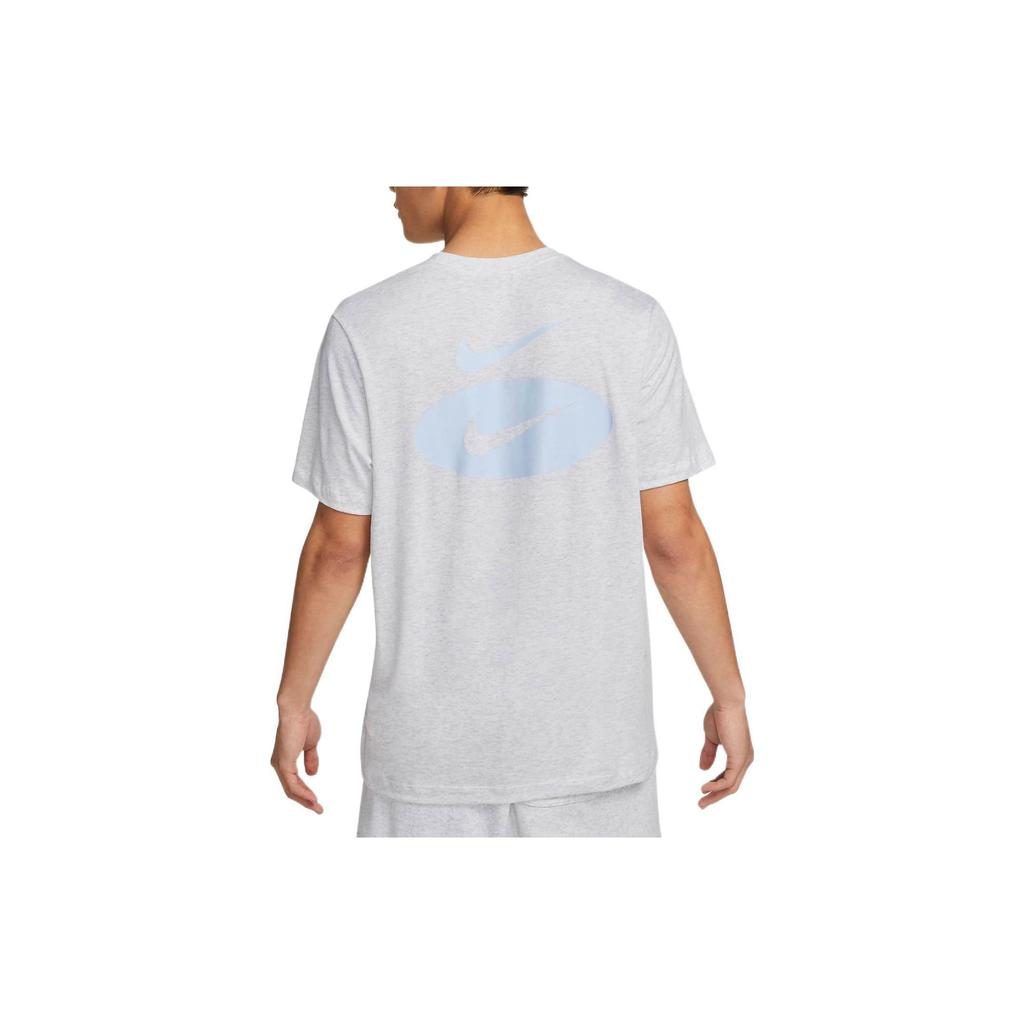 Nike Solid Color Logo Graphic Print Crew Neck Casual Short Sleeve T-Shirt Men Tops Light-Grey DM6410-051