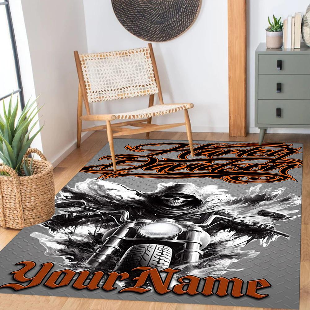 Harley-davidson Motorcycles Customizable Name Carpet Design for Living Rooms Playrooms Bedrooms Outdoor Antislip Carpet Anime Office Decor