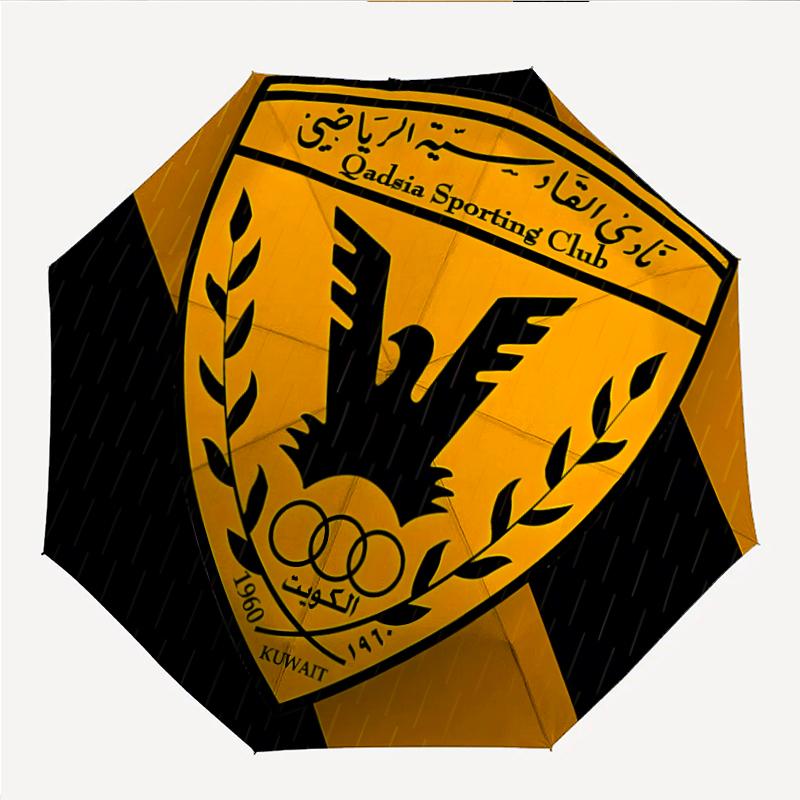 Qadsia Sporting Club Fashionable Automatic Opening/Closing Folding Umbrella. Portable and Foldable, Ideal for Gift, Travel, and Daily Use.
