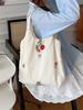 Adorable Floral Canvas Tote Bag For College Students Cute Handheld Shoulder Bag Spacious