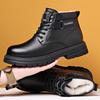 Herren Winter Stiefel im britischen Stil High-Top Rindsleder Mode Stiefel: Lässige Wolle, Arbeit und dicksohliges Design