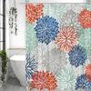Colorful Chrysanthemum Geometric Modern Simple Shower Curtain, Bathroom Decorative Shower Curtain, Waterproof Shower Curtain Wit