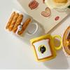 Japanese 3D Relief Cat Baguette & Toast Ceramic Mug Cute Cartoon Breakfast Milk Coffee Cup Drinkware Gift