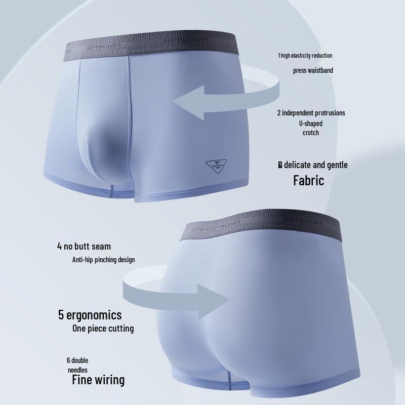 Sevenwolves Men's 7A Antibacterial Mid-Waist Boxer Briefs