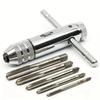 Adjustable T-Handle Ratchet Tap Reamer Hand Manual Holder Wrench M3 M4 M5 M6 M8 Metric Machine Screw Thread Plug T-shaped Tool
