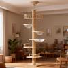 Multi-Level Solid Wood Cat Tree with Climbing Tower, Bed, Scratching Board, and Interactive Toys