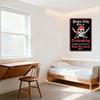 Pirates Only Trespassing Warning Metal Tin Sign Skull & Crossed Swords Gothic Style Red Border Plank Decor for Man Cave Bar Rest