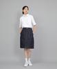 Seinteukeulu Wide Dome Half-Band Midi Skirt Wdm-1305 Indigo Denim Brs
