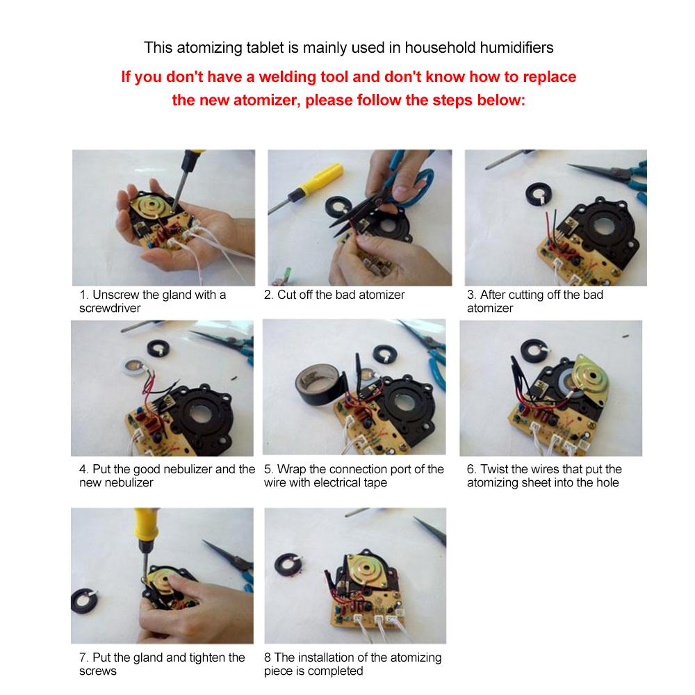 25mm Ultrasonic Humidifier Ceramic Atomizer Mist Maker Piezoelectric Transducer Humidifier Accessories 1.70MHz D25mm AC24-48V