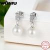 High Quality 100% Authentic 925 Sterling Silver Drop Earrings With Clear CZ Pearl For Women Fashion Jewelry CQE006