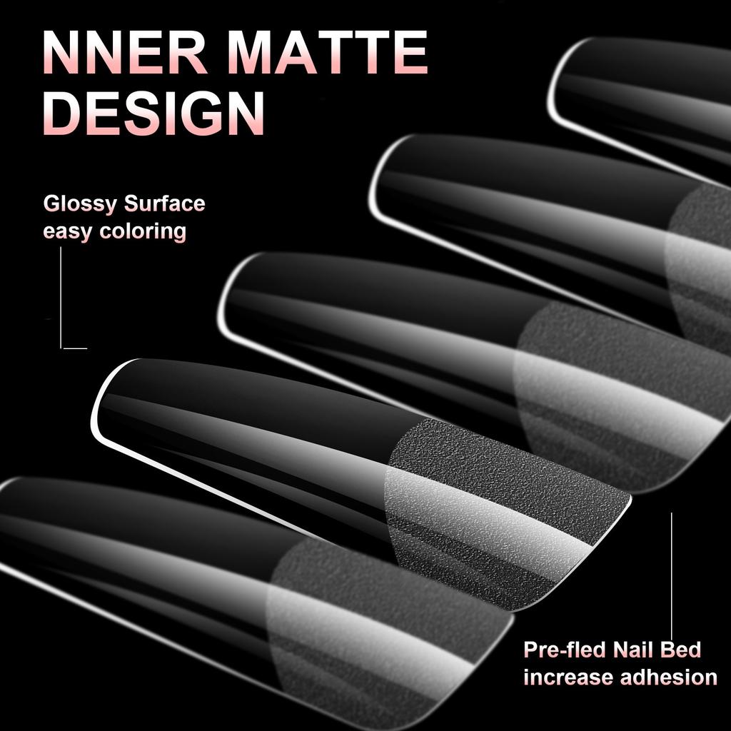 Alomd/Coffin/Square/Stiletto Fake Nail Tips Clear Acrylic False Nails 10Sizes Press On Nail for DIY Nail Extensions