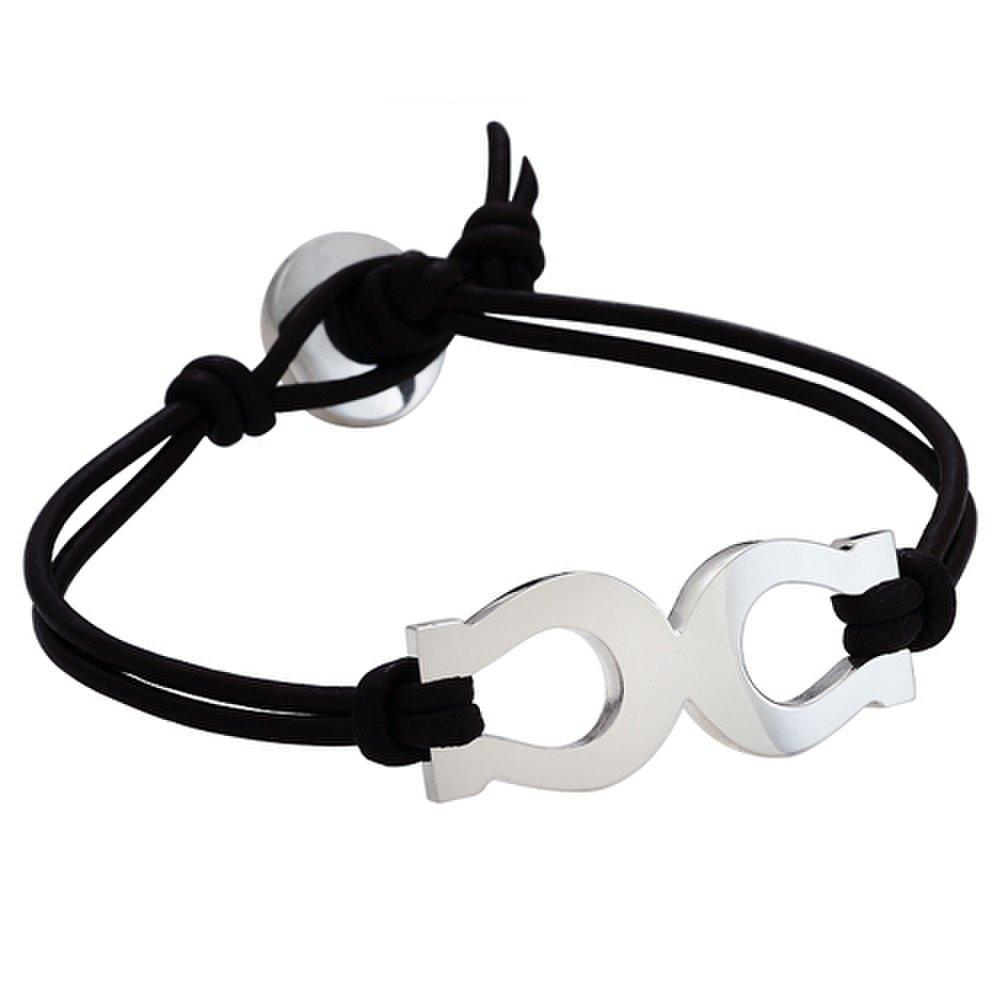 925 Silver Horsesho Leather Bracelet -Male/Female