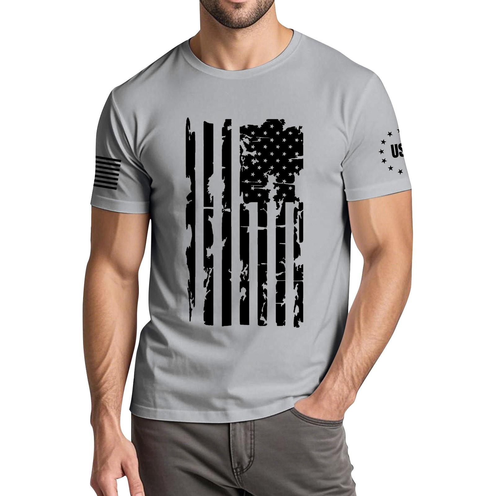 

Мужская модная повседневная футболка с круглым вырезом и коротким рукавом с принтом «День независимости» XXXL