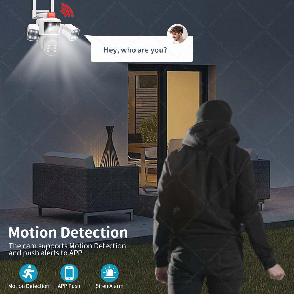 8K 16MP Wifi IP Outdoor Four Lens 10X Zoom PTZ Camera Auto Tracking Smart Security Protection Video Surveillance