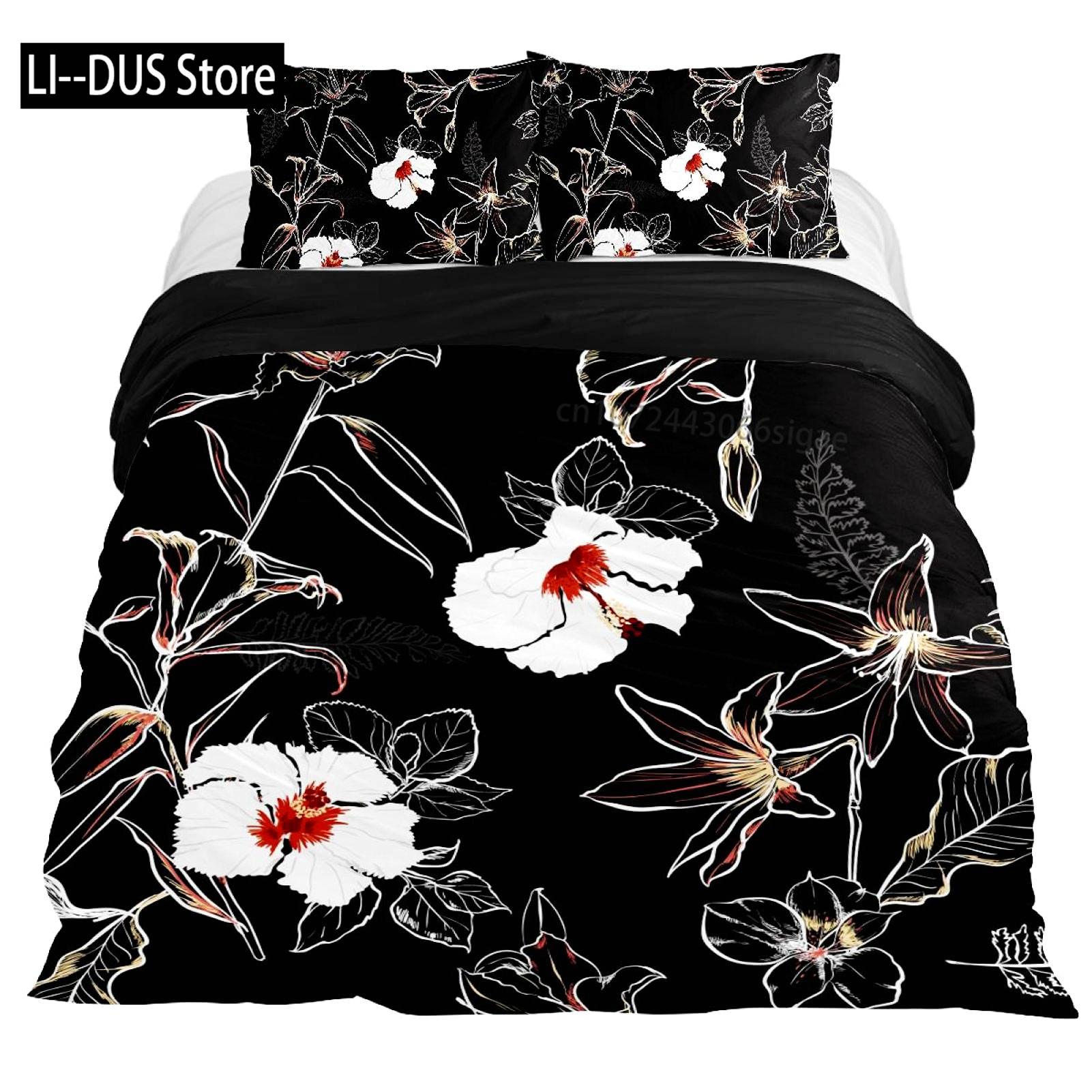 

Comforter Blooming Lily Flowers S Set Full Size Soft Comforter Bedding Set For Kids Women Men 1 And 2 Comforter (quilt)-EU Single(135*200cm)3pcs