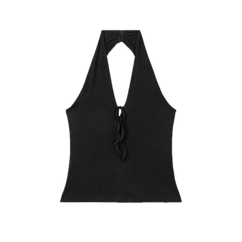Summer New Spice Girl Style Neck Sling Vest Women's Backless Design Sense Slim Skinny Versatile Top