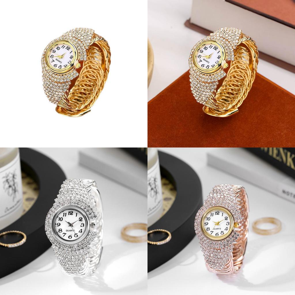 Moderne Damen-Quarzuhr mit Voll-Diamant-Akzenten für Freizeit und Büro