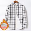 Winter Fleece Men's Warm Shirt Classic Plaid Thicken Slim Business Casual Long-sleeved Warm Office Plush Velvet Shirts Dress