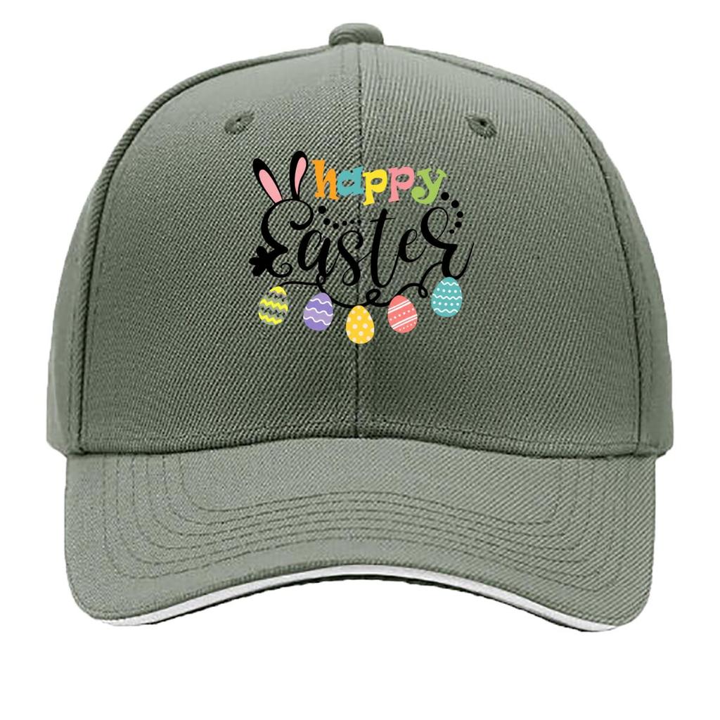 Happy Easter Ears Colorful Easter Eggs Design Sandwich Baseball Cap Sun Cap Outdoor Workouts Hat