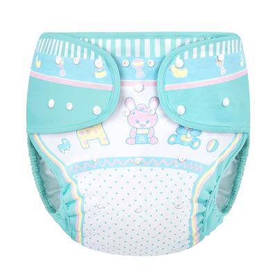 LittleForBig Adult Cloth Diaper Cute Design Adjustable Waist and Snap L Cover, [Baby Parading], Length, Attached, Leak-Proof, Breathable, Washable,