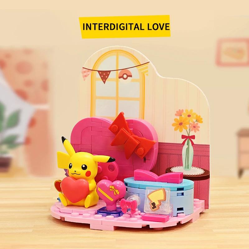 Pokemon Building Blocks Pikachu Psyduck Seaside Party Theme Scene Model Bricks Desktop Ornaments Collection Display Kids Toys