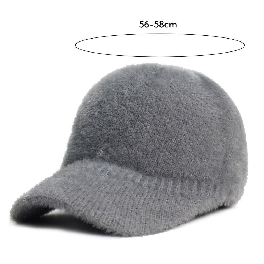 Thickening Fluffy Baseball Cap Keep Warm Fluff Hat New Knitted Hat