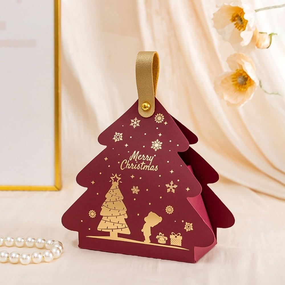 5pcs Triangle Shape Cookie Packaging Box Cardboard Holiday Gift Packaging  For Christmas Party