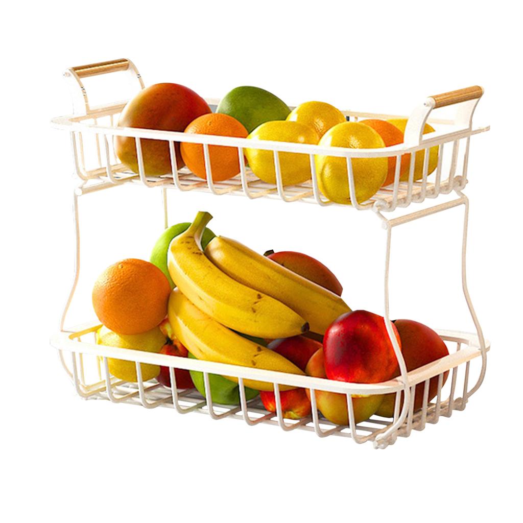 Fruit Basket 2 Tier Detachable Metal Vegetable Bread Basket for Kitchen Living Room
