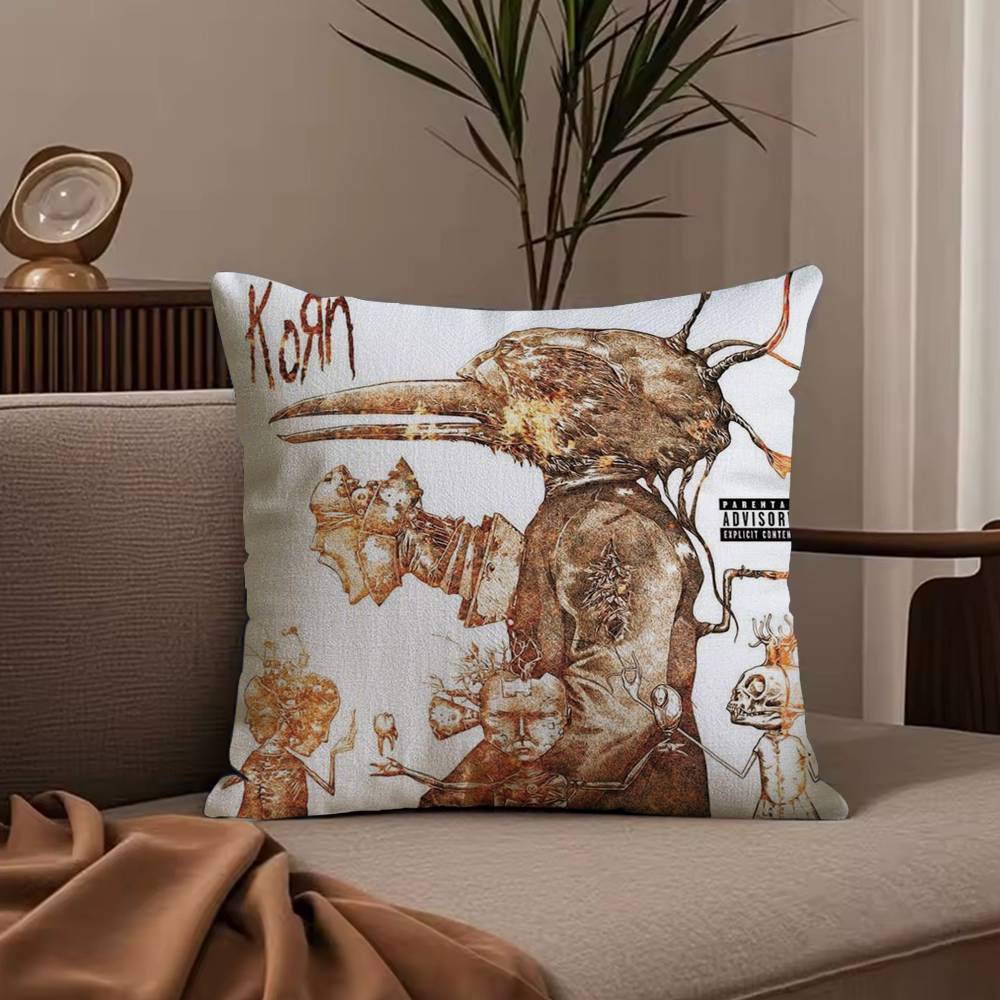 Rock Band K-Korn Pillow Case Anti-dustmite Pillowcase Invisible zipper silky short plush Sofa cushion cover