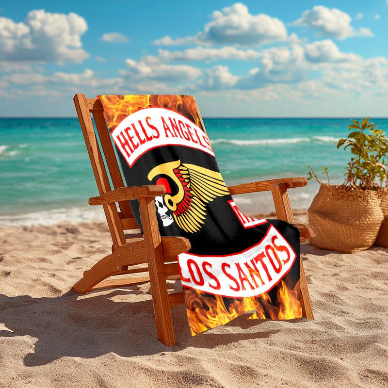 Gang Motorcycle enthusiasts Hells Angels Motorcycle Club beach towel outdoor camping vacation swimming beach towel outdoor absorbent bath towel Y8