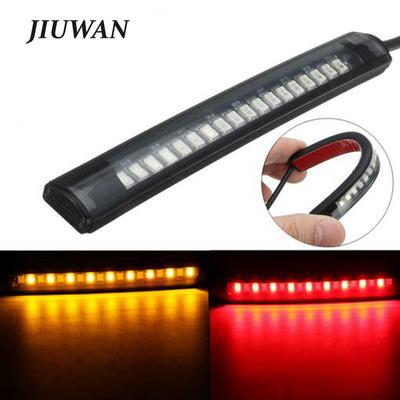 Striscia luminosa universale flessibile a 17 LED per moto, luce di coda/stop/indicatore di direzione, luce di marcia/freno per moto, 8 LED gialli, 9 LED rossi