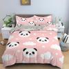 Cartoon Panda Children's Bedding Set For Kids Baby Girls Pink Duvet Cover Set Pillow Case King Size Soft 2/3pcs Twin Quilt Cover