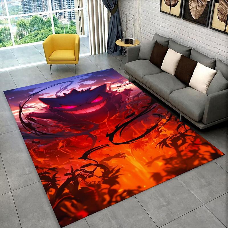 Cute Gengar Pokemon Cartoon Non-Slip Area Rug for Living Room,Bedroom,Playroom,Soft Carpet Floor Mat Home Decor Rug Kids Room