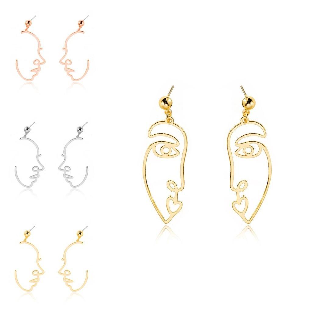 Alloy Face Elegant Earrings For Women Modern Cartoon Expression Design Jewelry