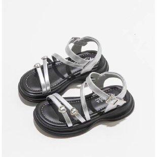 

Summer Girls Sandals Soft Sole Princess Roman Shoes Beach Size 26 серебряный